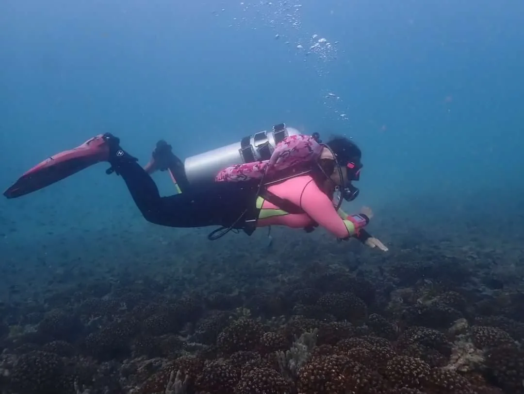 Rania technical diving in open water
